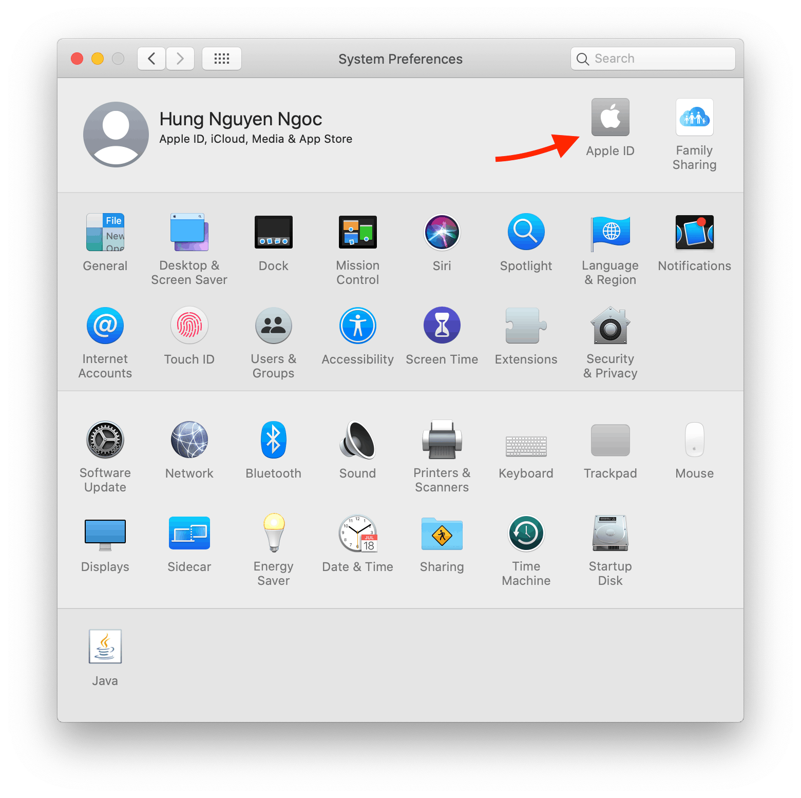 Apple ID / System Preferences